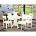 Winston Porter Kuerten 7 - Piece Extendable Rubberwood Solid Wood Dining Set Wood/Upholstered in Brown/Green/White | Wayfair