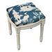 World Menagerie Artic Solid Wood Vanity Stool Linen/Wood/Upholstered in Gray/Blue | 19 H x 16 W x 15 D in | Wayfair