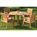 Rosecliff Heights Jersey Luxurious 5 Piece Teak Outdoor Dining Set Wood/Teak in Brown/White | 30.5 H x 48 W x 48 D in | Wayfair