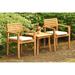 Rosecliff Heights Molimo 3 Piece Teak Bistro Set Wood/Teak in Brown/White | 30 H x 21 W x 21 D in | Outdoor Furniture | Wayfair