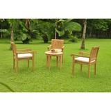 Rosecliff Heights Ellert 4 Piece Teak Outdoor Dining Set Wood/Teak in Brown/White | 21.75 H x 23.5 W x 23.5 D in | Wayfair