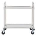 Removable Utility Trolley, 2 Tiers Stainless Steel Kitchen Storage Trolley Serving Cart Utility Rolling Cart with Locking Wheels Ideal for Hotels Home Restaurant 107 x 55 x 90 cm