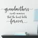 Red Barrel Studio® Grandmothers Make Memories Last Forever Vinyl Wall Decal Vinyl in Black | 12.88 H x 25 W in | Wayfair