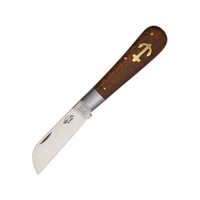 OTTER-Messer Large Anchor Knife Sapeli Wood Folding Knife2.75inStainless SteelStandard EdgeSheepsfootSatinBrownSapeli Wood Handle 173