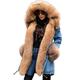Roiii Lady Winter Women Thicken Warm Coat Hood Parka Long Jacket Outwear Size 8-20 (10,Denim Brown)