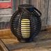 LumaBase Solar Powered Basket Lantern w/ LED Candle in Black | 9 H x 8 W x 8 D in | Wayfair 62901