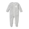 MORI Unisex Baby 30% Organic Cotton & 70% Bamboo Zip-Up Sleepsuit, (3-6 Months, Grey Stripe)