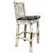 Loon Peak® Montana Collection Bar Stool Wood/Upholstered in Black/Brown/White | 44 H x 20 W x 19 D in | Wayfair B94F2ADDD6F149E6ACD201DACB728F31