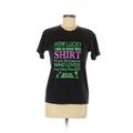 Short Sleeve T-Shirt: Black Print Tops - Women's Size Small