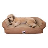 3 Dog Personalized EZ Wash Fleece Bolster Dog Bed, 32" L X 21" W X 9" H, Tan, Small