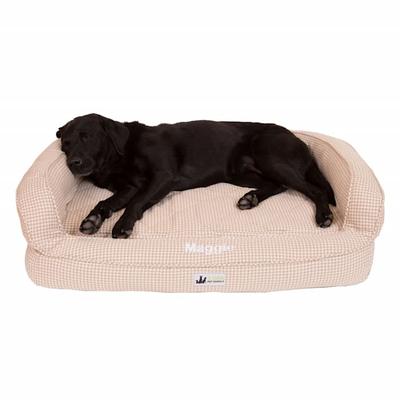 3 Dog Personalized EZ Wash Premium Memory Foam Bolster Dog Bed, 38" L X 26" W X 10" H, Houndstooth