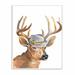 Ebern Designs Walid Funny Hat Fashion Deer Watercolor Painting Wall Décor Wood in Brown | 15 H x 10 W x 0.5 D in | Wayfair