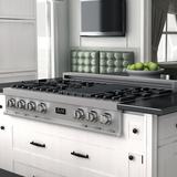 ZLINE 48" Porcelain Gas Stovetop in Fingerprint Resistant w/ 7 Gas Burners & Griddle, Stainless Steel in Gray | 8 H x 27.5 W x 48 D in | Wayfair