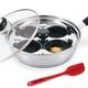 Eggssentials Poached Egg Maker - Nonstick 4 Egg Poaching Cups - Stainless Steel Egg Poacher Pan FDA Certified Food Grade Safe PFOA Free with Bonus Spatula