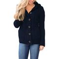 GOSOPIN Women Winter Cold Warm Sweater Coat with Pockets Cable Knitted Jumpers Jackets Button Down Caridgan Outerwear Blue Plus Size UK 20