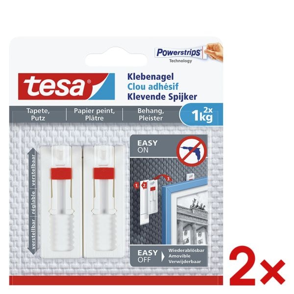 tesa 2x Klebenagel für Tapete und Putz 77774 weiß Image