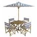 Longshore Tides Sheila Patio 6 Piece Dining Set w/ Umbrella Wicker/Rattan in White/Blue | Wayfair 73F6B517A3D14ED79892A973B16DB21E