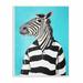 Ebern Designs Tejal Zebra in a Striped Shirt Portrait Wall Décor Wood in Brown | 18 H x 12 W x 0.5 D in | Wayfair F63BEF41BB5D444BB5A8D773D8B44A69