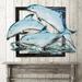 Highland Dunes Dolphin Pod Vintage Wooden Wall Décor in Black/Blue/Brown | 20 H x 22 W in | Wayfair 201CE2988EDC42C08EA71669041D61B2