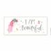 Zoomie Kids Paray I Am Beautiful Word Unicorn Watercolor Kids Wall Décor Wood in Brown | 7 H x 17 W x 0.5 D in | Wayfair