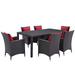 Convene 7 Piece Outdoor Patio Dining Set - East End Imports EEI-2199-EXP-RED-SET