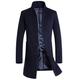 FTCayanz Men's Wool Coats Casual Slim Fit Woolen Trench Coat Long Overcoat Thick Blue S