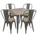 Oregon 5-Piece Industrial-Farmhouse Dining Set in Grey & Brown - Lumisource DS-TW-OR SQ