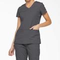 Dickies Women's Eds Signature V-Neck Scrub Top - Pewter Gray Size 3Xl (85906)