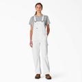 Dickies Women's Relaxed Fit Bib Overalls - White Size L (FB206)