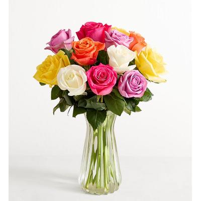 1-800-Flowers Flower Delivery September Assorted Roses W/ Clear Vase