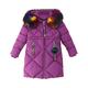 Girl's Puffer Down Coat Winter Jacket with Faux Fur Trim Hood Purple Tag 140-6/7 Years