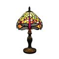 Tokira Vintage Tiffany Style Table Lamps 8 Inch, Stained Glass Lamps Patterns Handmade Red Orange Dragonfly, Bedroom Bedside Night Lampshades Living Room Modern [Excluding Bulbs]