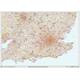 South East England - Postcode District Wall Map-Plastic Coated 2A (119cm x 168cm)
