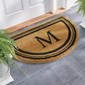 Monogrammed Coir Border Half Round Door Mat - P - Grandin Road