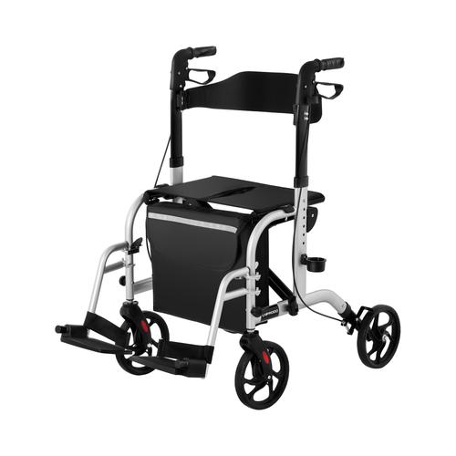 Uniprodo Rollator-Rollstuhl 2-in-1 - silber - 136 kg UNI_ROLL_03 2in1