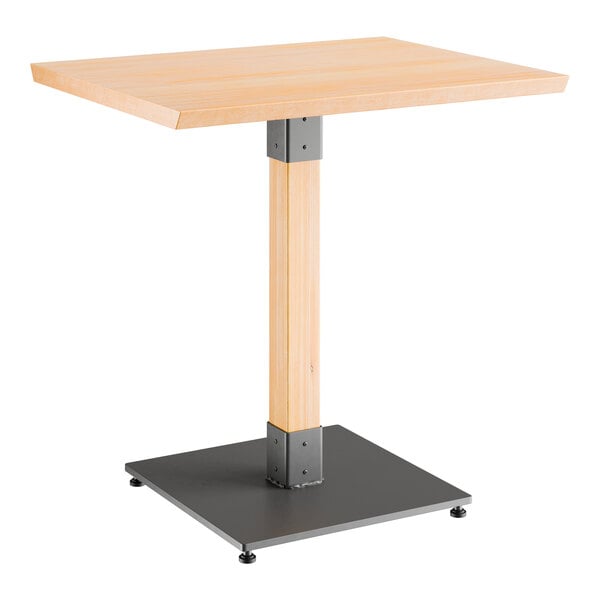 Lancaster Table & Seating Industrial 24" x 30" Solid Wood Live Edge Standard Height Table with Bleached Oak Finish