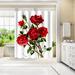 The Twillery Co.® 71" x 74" Shower Curtain, Dark Red Roses Suren 1 by Suren Nersisyan Polyester in Blue/Gray | 74 H x 71 W in | Wayfair