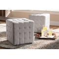 Baxton Studio Elladio Modern Greyish Beige Fabric Tufted Cube Ottoman (Set of 2) - BBT5127-Greyish Beige-Otto