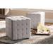 Baxton Studio Elladio Modern Greyish Beige Fabric Tufted Cube Ottoman (Set of 2) - BBT5127-Greyish Beige-Otto