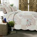 Householdfurnishing 3 Piece Printed Patchwork Bedspread Quilted Bed Throw Comforter with Pillow Shams (Meadow, Double)