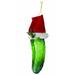 The Holiday Aisle® 4.5" Christmas Pickle w/ Santa Hat Handblown Glass Hanging Figurine Ornament Glass in Green | 4.5 H x 4.5 W x 4.5 D in | Wayfair