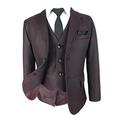 Boys Tailored Fit All in One Burgundy 6 Piece Suit Set Age 14 Years