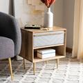 Leni Nightstand in Natural/Brass - Safavieh NST9003A