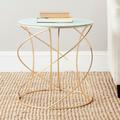 Cagney Glass Top Round Accent Table in Gold/White - Safavieh FOX2535A