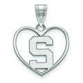 Women's Michigan State Spartans Sterling Silver Logo Heart Pendant