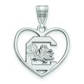 Women's South Carolina Gamecocks Sterling Silver Logo Heart Pendant