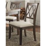 Claudia Side Chair (Set of 2) in Beige Linen & Salvage Brown - Acme Furniture 71717