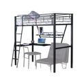 Senon Loft Bed w/ Desk in Silver & Black - Acme Furniture 37275