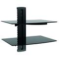 Symple Stuff Claudette Double Layer DVD Shelf, Glass in Black | 15.7 H x 15 W x 12 D in | Wayfair LCD8212BLK