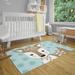 White 24 x 0.08 in Area Rug - Zoomie Kids Trotter Power Loom Polyester Teal/Brown Indoor Area Rug Polyester | 24 W x 0.08 D in | Wayfair